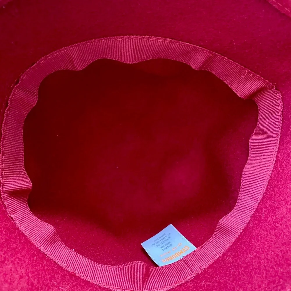 Gymboree‎ Felted 100% Wool Bow Cloche Red Hat Baby Girl Size 0–12 Months